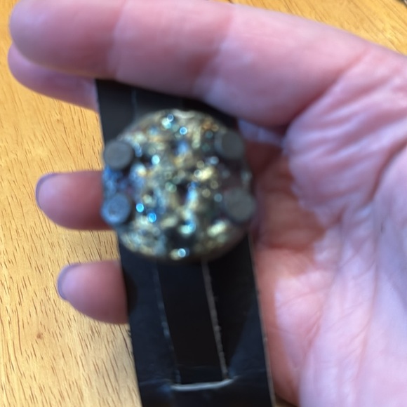 Adjustable genuine leather bracelet raku, nail head, pottery - Picture 4 of 4